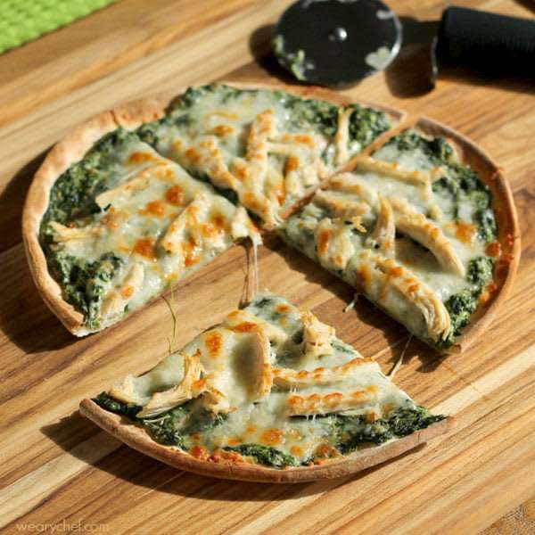 Jen, wearychef.com With the help of Ragu Alfredo Sauce, this Turkey and Spinach Alfredo Pizza comes together to easily, and is so delicious, you may forget you are even eating leftovers!