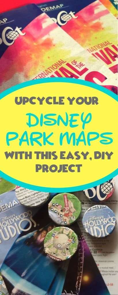 Upcycle your Disney Park Maps into cute magnets with this simple DIY Disney-inspired project. Other Disney World map ideas are also featured.